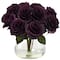 11" Purple Rose Arrangement with Clear Glass Vase
